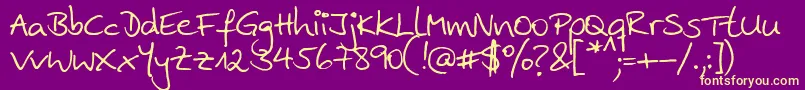 Ankehand Font – Yellow Fonts on Purple Background