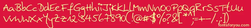 Ankehand-fontti – keltaiset fontit punaisella taustalla