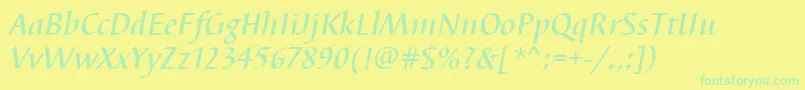 BarbedortmedItalic Font – Green Fonts on Yellow Background