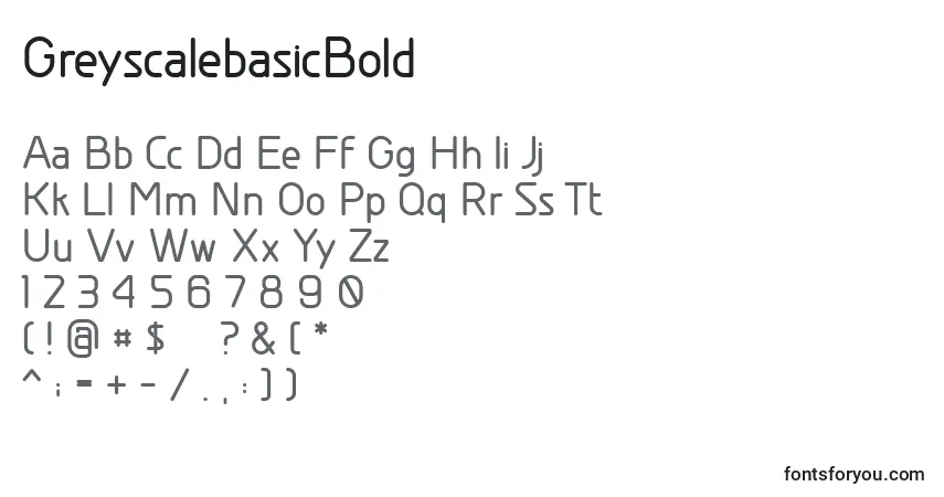 A fonte GreyscalebasicBold – alfabeto, números, caracteres especiais