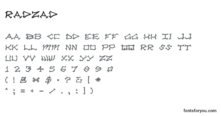 A fonte Radzad – alfabeto, números, caracteres especiais