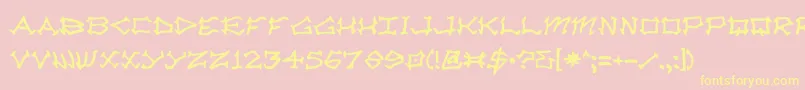 Radzad-Schriftart – Gelbe Schriften auf rosa Hintergrund