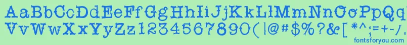 フォントSnobhandscript – 青い文字は緑の背景です。