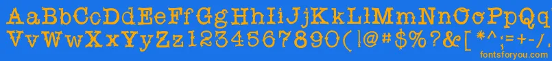 フォントSnobhandscript – オレンジ色の文字が青い背景にあります。