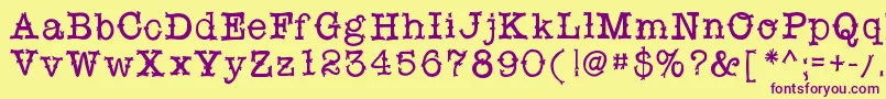 Snobhandscript-fontti – violetit fontit keltaisella taustalla