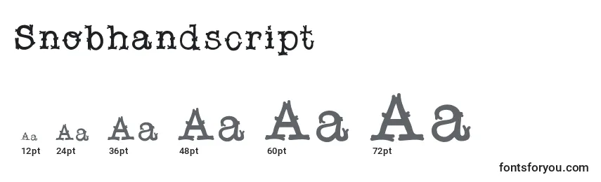 Размеры шрифта Snobhandscript