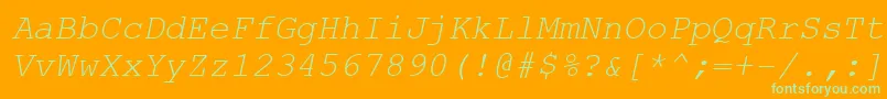 CourierNewCyrItalic-Schriftart – Grüne Schriften auf orangefarbenem Hintergrund