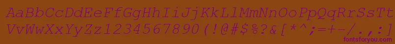 Czcionka CourierNewCyrItalic – fioletowe czcionki na brązowym tle