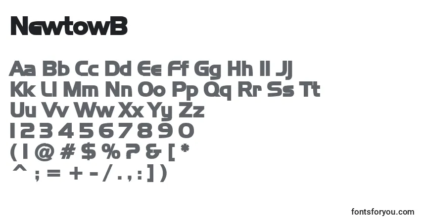 A fonte NewtowB – alfabeto, números, caracteres especiais