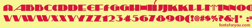 フォントSesquipedalianNf – 赤い文字の黄色い背景