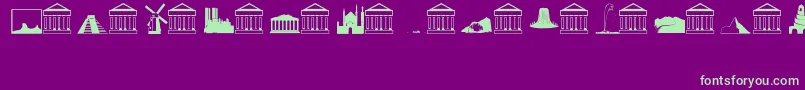 Landmarks Font – Green Fonts on Purple Background