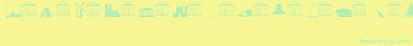 Fonte Landmarks – fontes verdes em um fundo amarelo