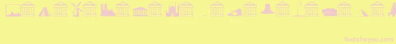 Подробнее о шрифте Landmarks Шрифт Landmarks – розовые шрифты на жёлтом фоне