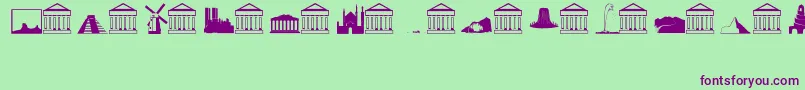 Landmarks Font – Purple Fonts on Green Background