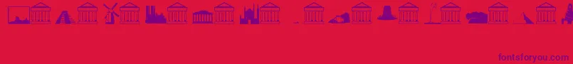 Saiba mais sobre a fonte Landmarks Fonte Landmarks – fontes roxas em um fundo vermelho