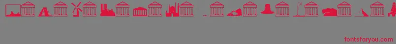 Landmarks-Schriftart – Rote Schriften auf grauem Hintergrund