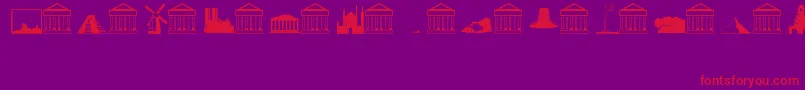 Fonte Landmarks – fontes vermelhas em um fundo violeta