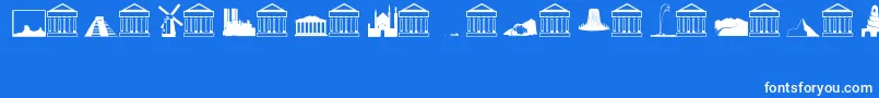 Fonte Landmarks – fontes brancas em um fundo azul