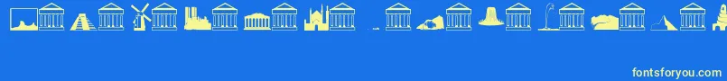Landmarks Font – Yellow Fonts on Blue Background