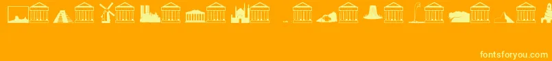 フォントLandmarks – オレンジの背景に黄色の文字
