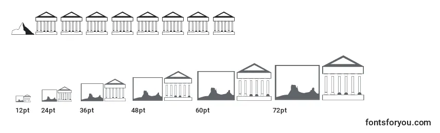 Größen der Schriftart Landmarks