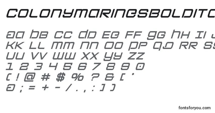 Schriftart Colonymarinesboldital – Alphabet, Zahlen, spezielle Symbole