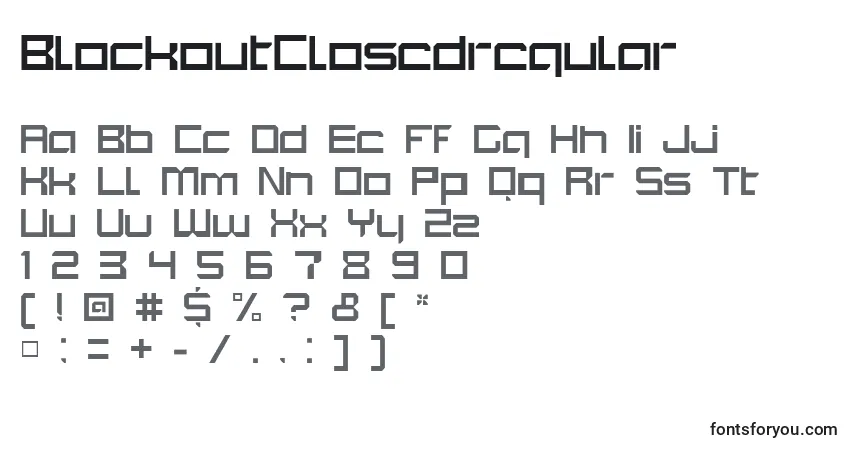 Schriftart BlockoutClosedregular – Alphabet, Zahlen, spezielle Symbole