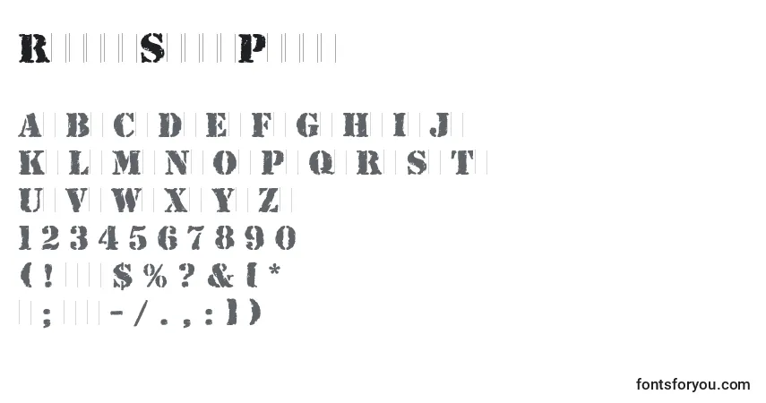 Schriftart RubberStampPlain – Alphabet, Zahlen, spezielle Symbole