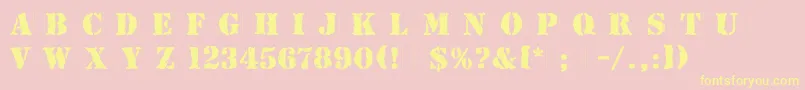 RubberStampPlain Font – Yellow Fonts on Pink Background