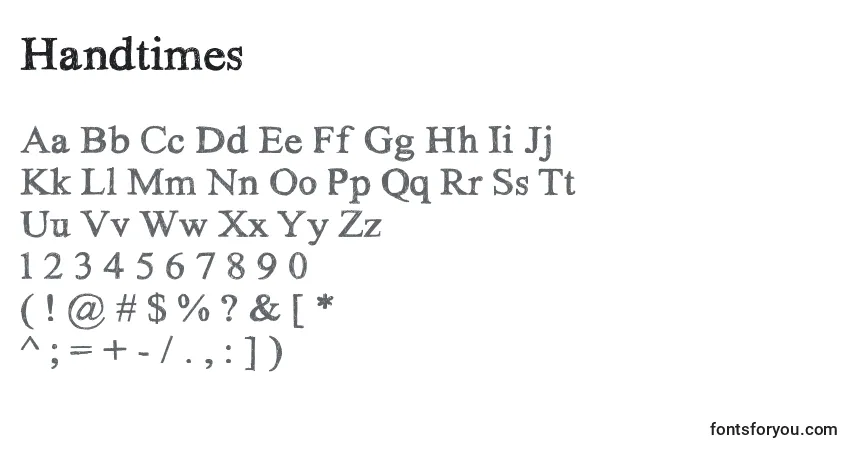Schriftart Handtimes (70760) – Alphabet, Zahlen, spezielle Symbole