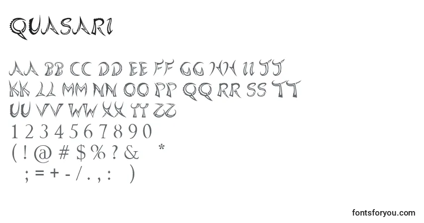 A fonte Quasari – alfabeto, números, caracteres especiais