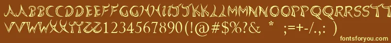 Quasari-fontti – keltaiset fontit ruskealla taustalla