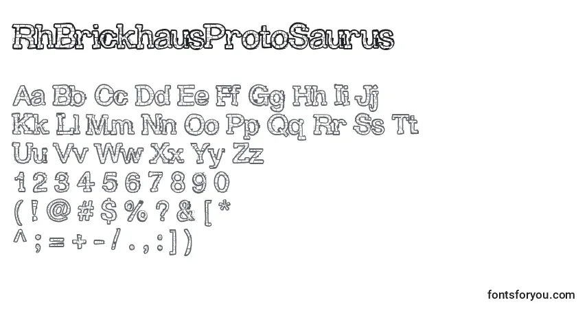 Schriftart RhBrickhausProtoSaurus – Alphabet, Zahlen, spezielle Symbole