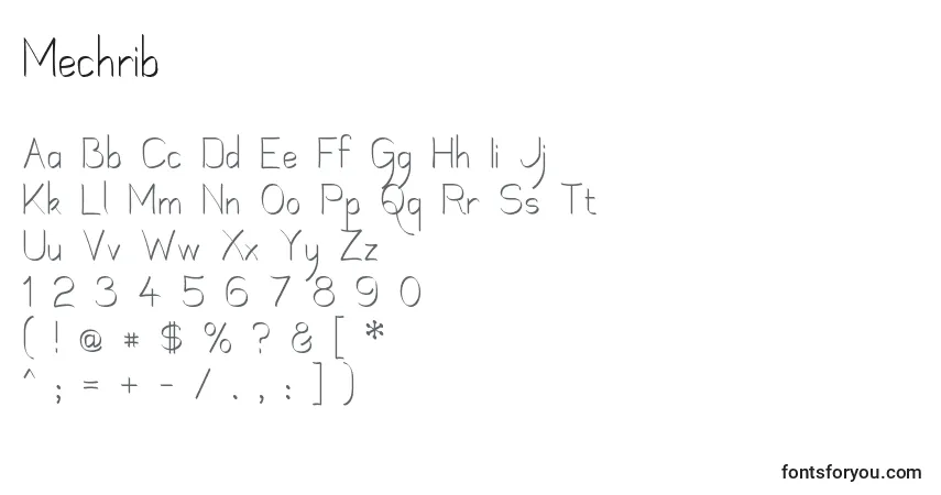 Schriftart Mechrib – Alphabet, Zahlen, spezielle Symbole