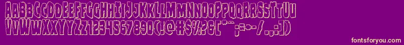 Czcionka Clubberlang3D – żółte czcionki na fioletowym tle