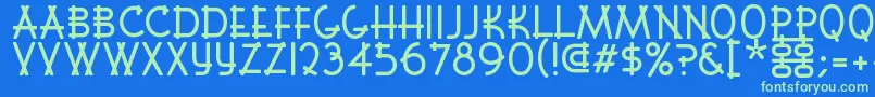 Font Shui-Schriftart – Grüne Schriften auf blauem Hintergrund