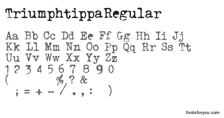 A fonte TriumphtippaRegular – alfabeto, números, caracteres especiais