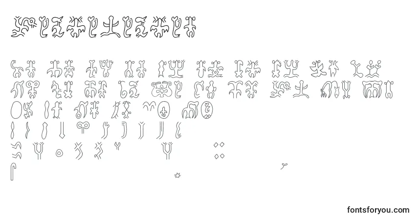 Schriftart Rongorongoa – Alphabet, Zahlen, spezielle Symbole
