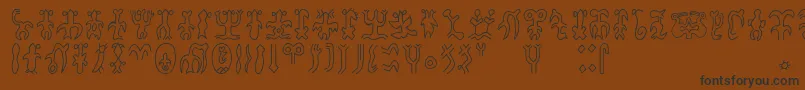 フォントRongorongoa – 黒い文字が茶色の背景にあります