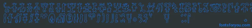 Rongorongoa Font – Blue Fonts on Black Background