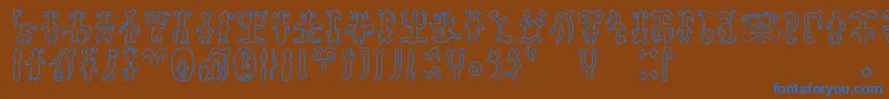 Rongorongoa Font – Blue Fonts on Brown Background
