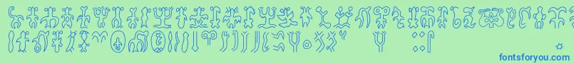 Rongorongoa Font – Blue Fonts on Green Background
