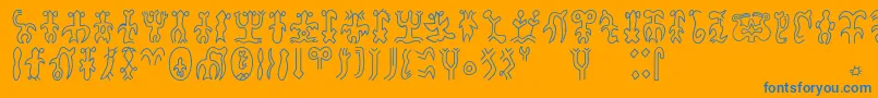 Rongorongoa Font – Blue Fonts on Orange Background