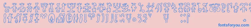 Rongorongoa Font – Blue Fonts on Pink Background