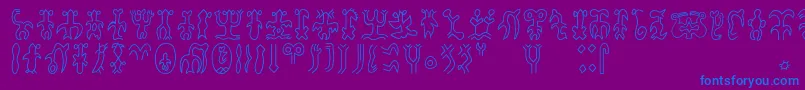 Rongorongoa Font – Blue Fonts on Purple Background