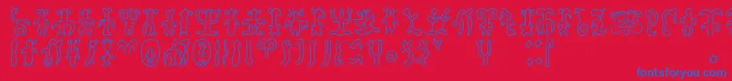 Rongorongoa Font – Blue Fonts on Red Background