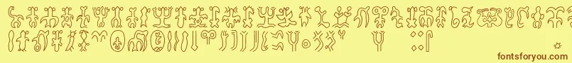 Rongorongoa Font – Brown Fonts on Yellow Background
