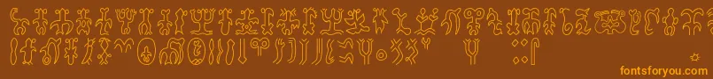Rongorongoa Font – Orange Fonts on Brown Background