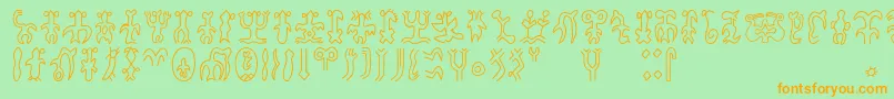 Rongorongoa Font – Orange Fonts on Green Background
