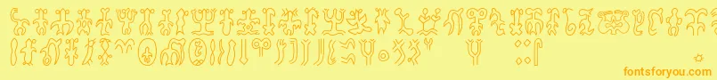 Rongorongoa Font – Orange Fonts on Yellow Background